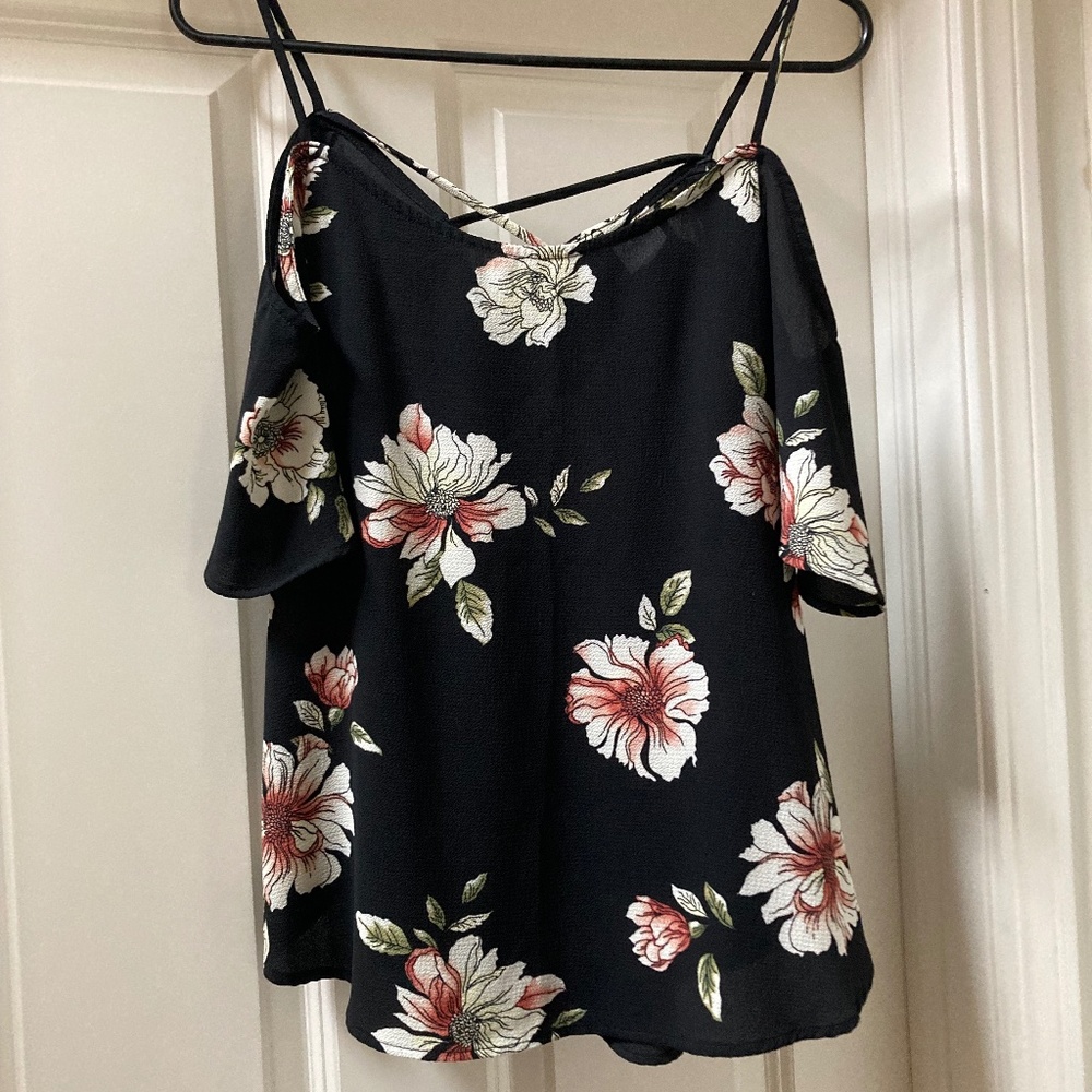 Kaileigh black floral tank top